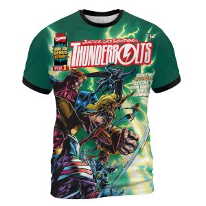 AOP T Shirt Mockup 2000 - b Thunderbolts #1 (1997) – Justice Like Lightning T-Shirt | The Villains You Thought Were Heroes