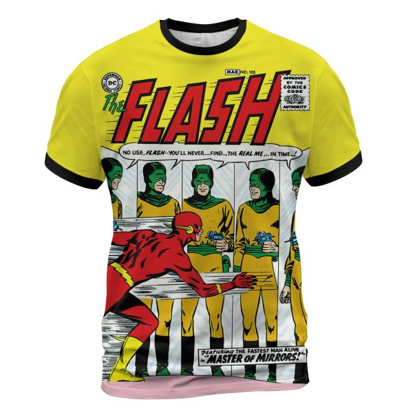 The Flash #105 (1959) “Master of Mirrors” T-Shirt  Legacy Speed Drop – First Solo Flash Issue!