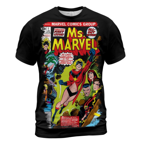 Ms. Marvel #1 (1977) T-Shirt  Kree-Powered Origins – Carol Danvers Legacy Drop