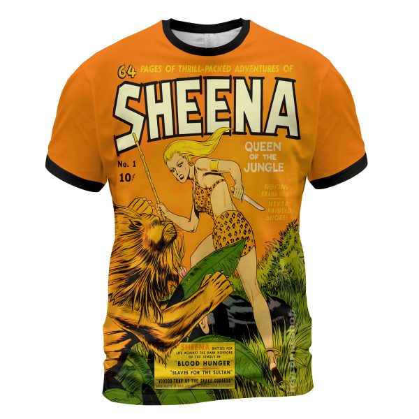 AOP T Shirt Mockup 2000 - copia Sheena Queen of the Jungle #1 (1942) T-Shirt Golden Age Wild Icon – Jungle Justice Drop