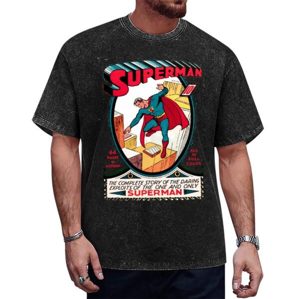 Superman #1 Comic Cover Vintage Wash T-Shirt – Limited Edition Heavyweight Streetwear Tee