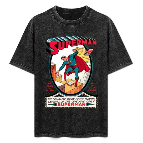 Superman #1 Comic Cover Vintage Wash T-Shirt – Limited Edition Heavyweight Streetwear Tee