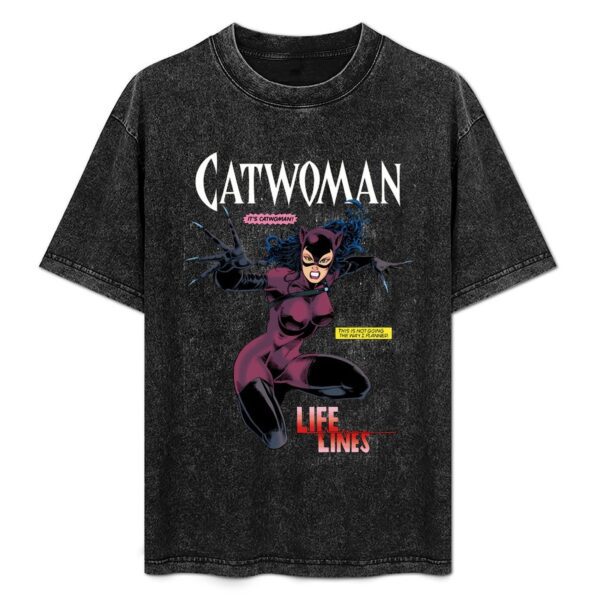 Catwoman #1 Comic Cover Vintage Wash T-Shirt – Iconic Jim Balent Art – Premium 90s Retro Streetwear