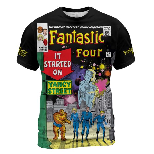 AOP-T-Shirt-Mockup-2000--Fantastic Four (1961) #29 Fantastic Four #29: "It’s a Mad, Mad, Mad, Mad Watcher!" – Premium 1964 Silver Age Comic Cover T-Shirt